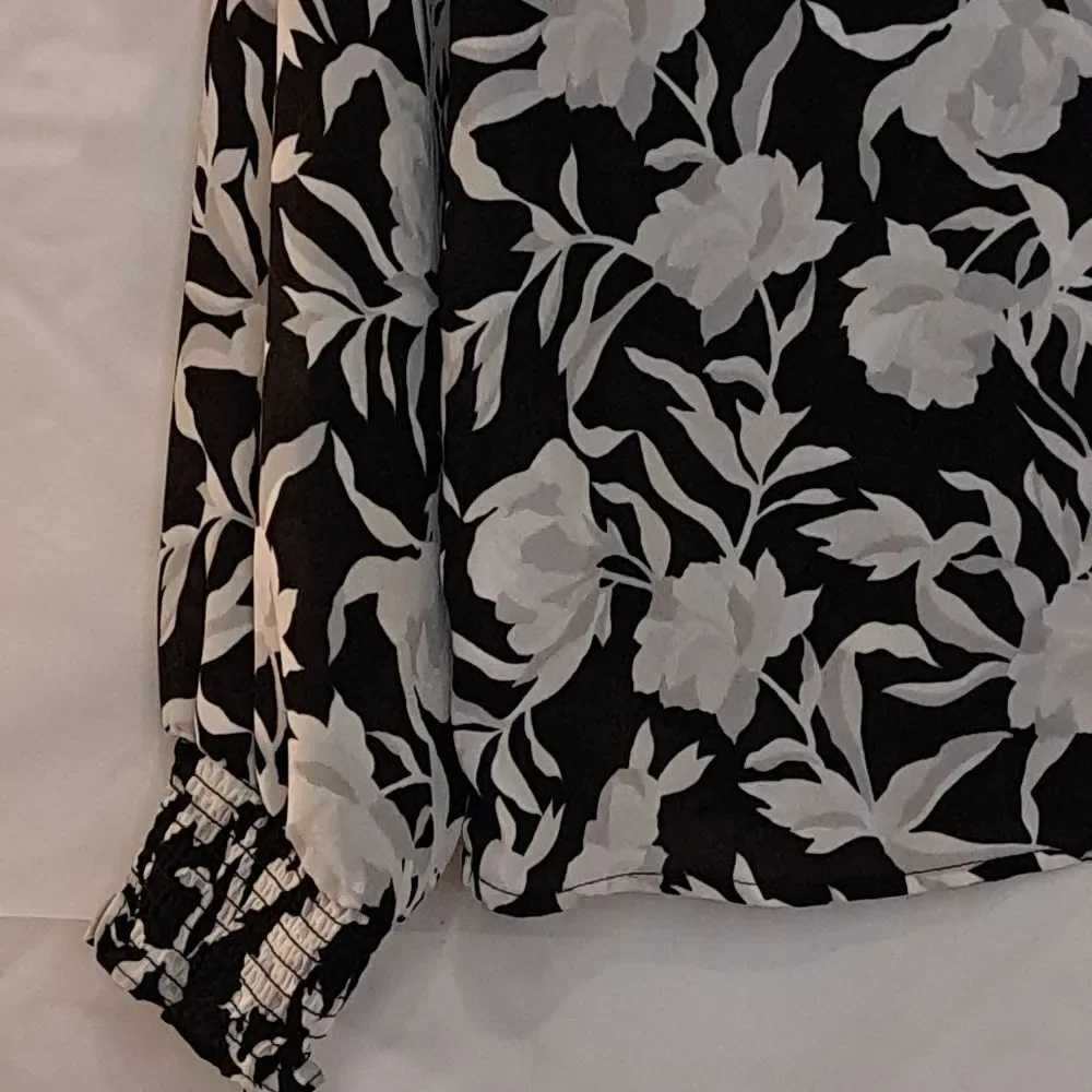 J. Crew Flowy Comfy Long Sleeve Floral Smocked Cuff Blouse - Career Business - M